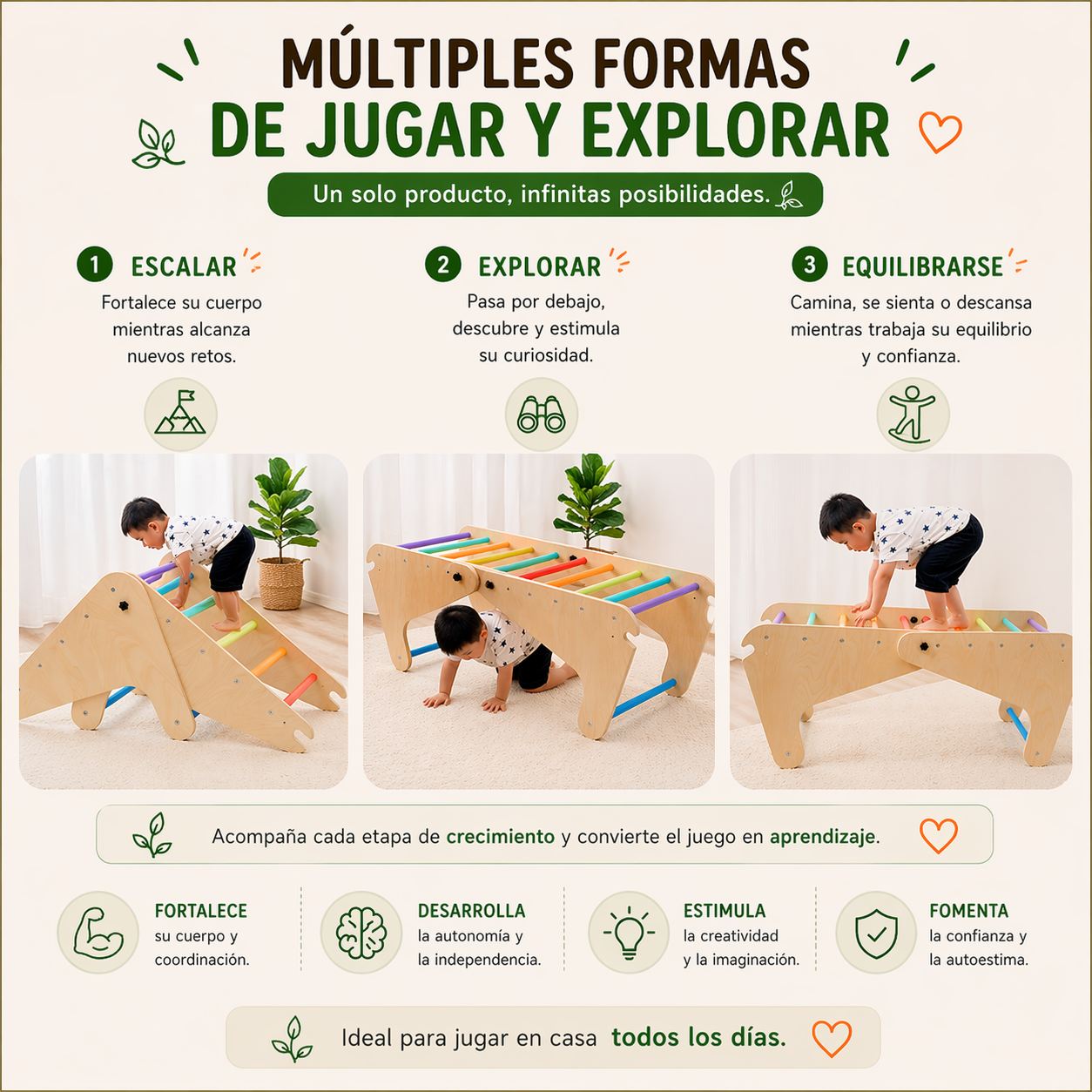 Juego Escalada Niños Rampa Madera Motricidad Fina Infantil Vkids - Rampa-5