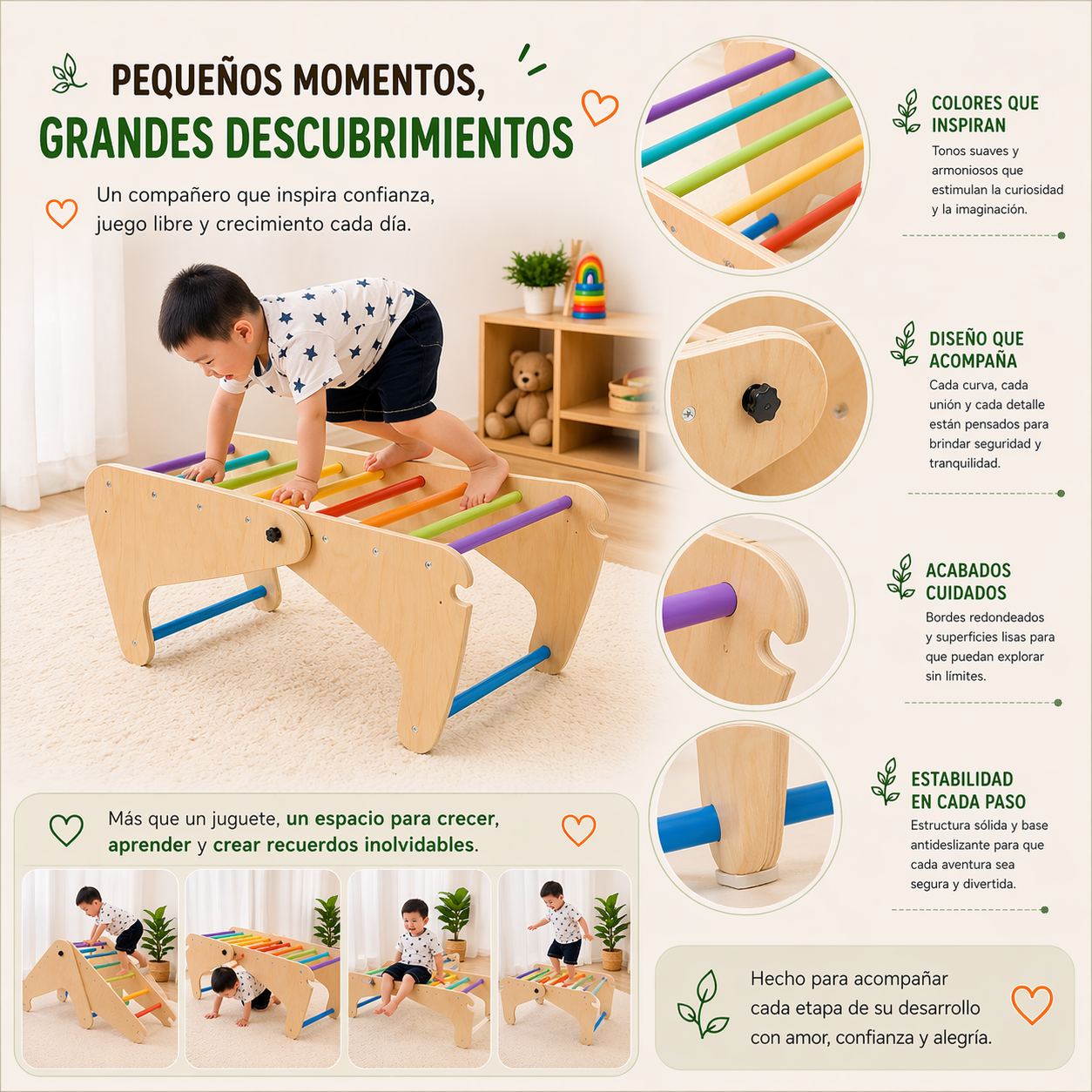 Juego Escalada Niños Rampa Madera Motricidad Fina Infantil Vkids - Rampa-8