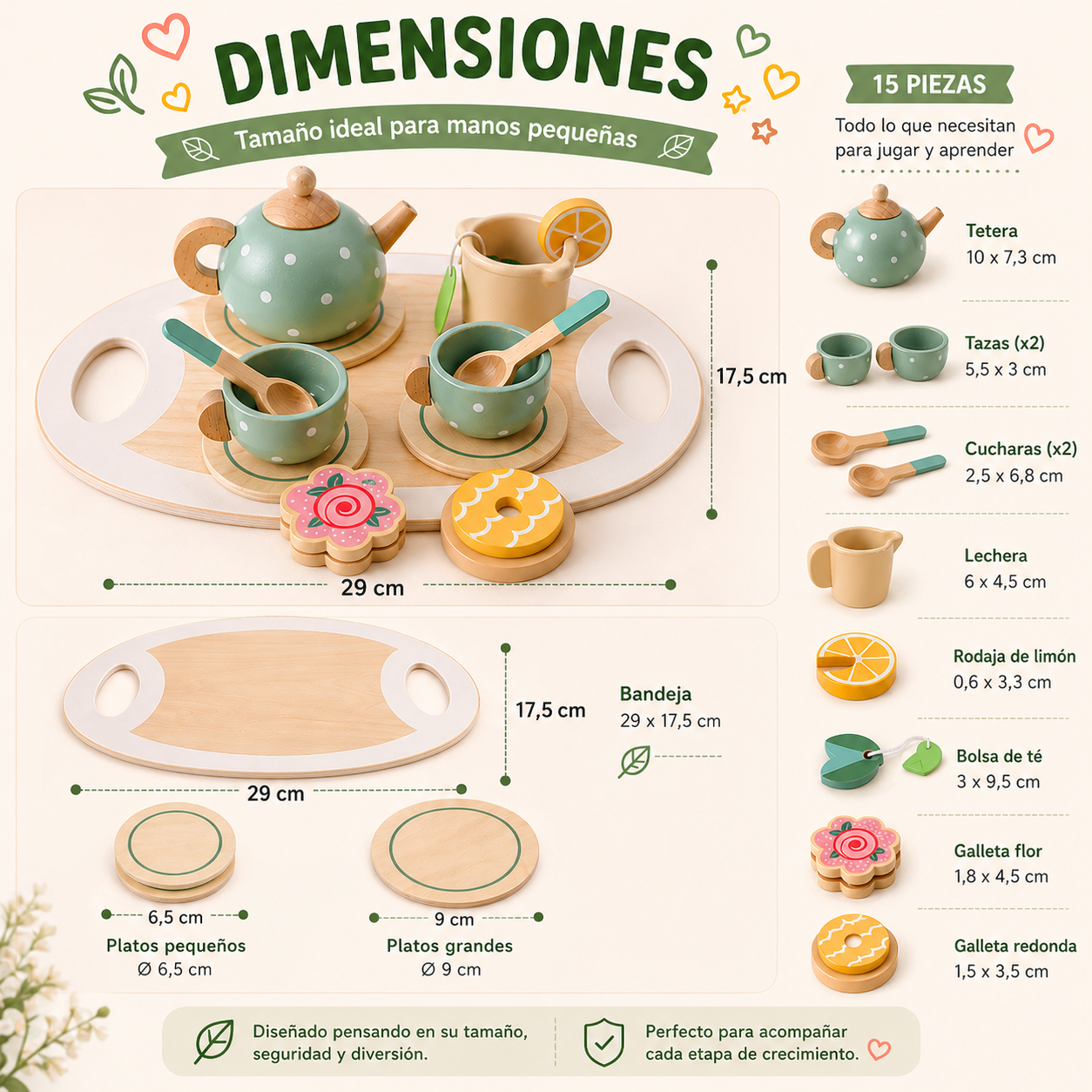 Juguete Madera Infantil Sensorial Set De Te Vajilla Niños-5