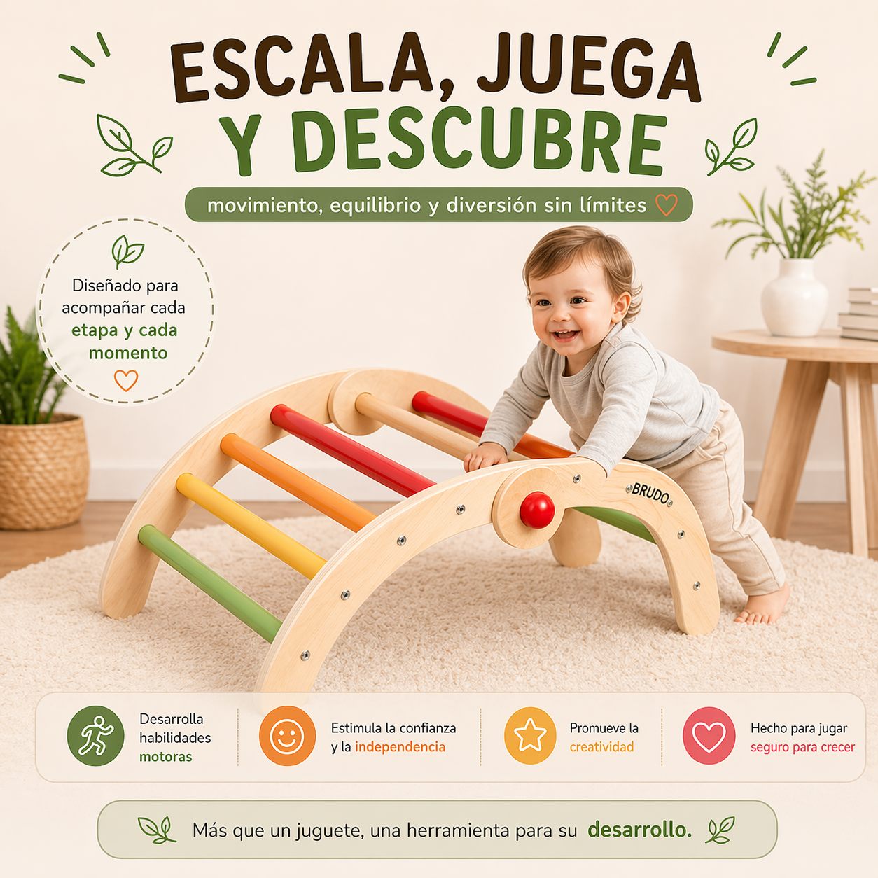 Juego Montessori Arco Madera Escalada Motricidad Fina Bebe-2