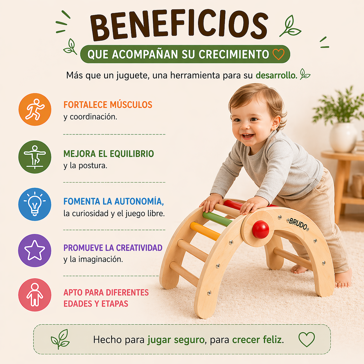 Juego Montessori Arco Madera Escalada Motricidad Fina Bebe-4