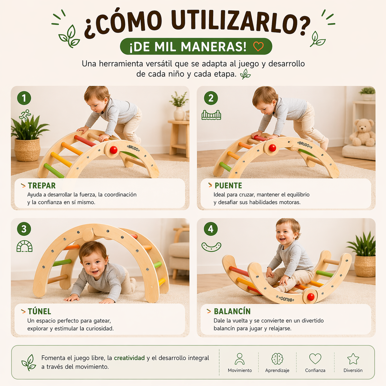 Juego Montessori Arco Madera Escalada Motricidad Fina Bebe-6