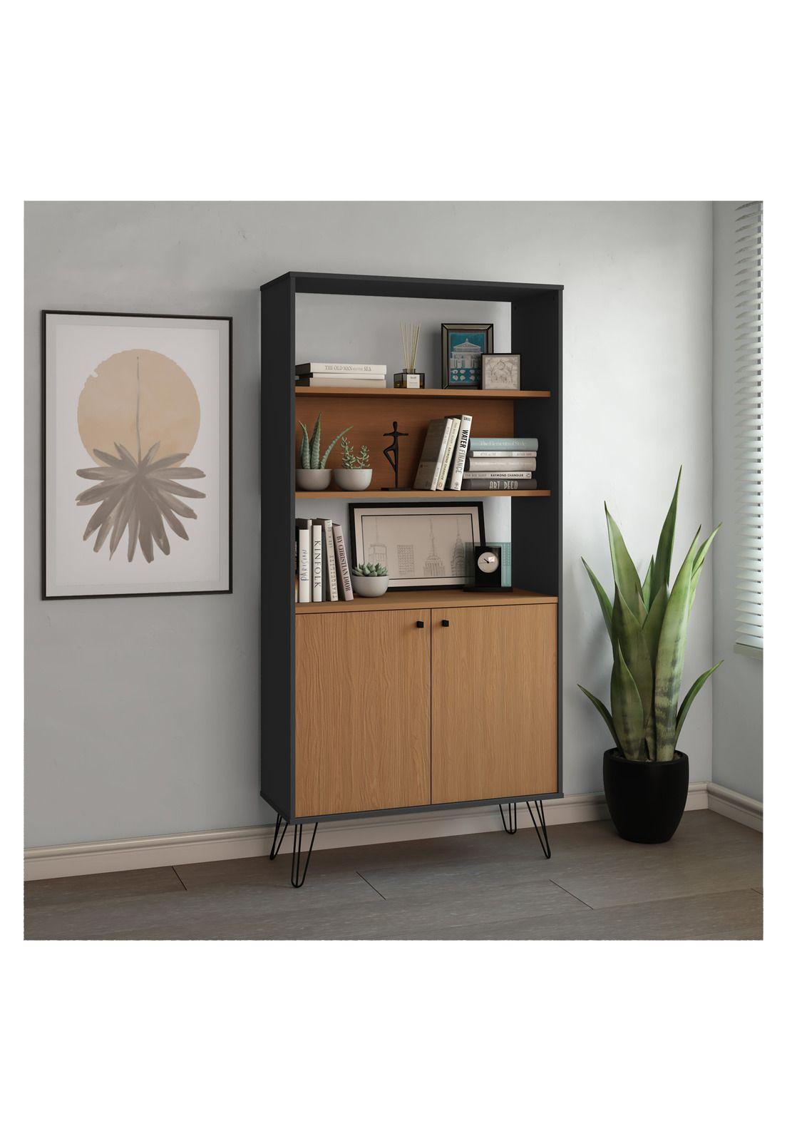 Estante Hit 2 Puertas Café con Negro-1