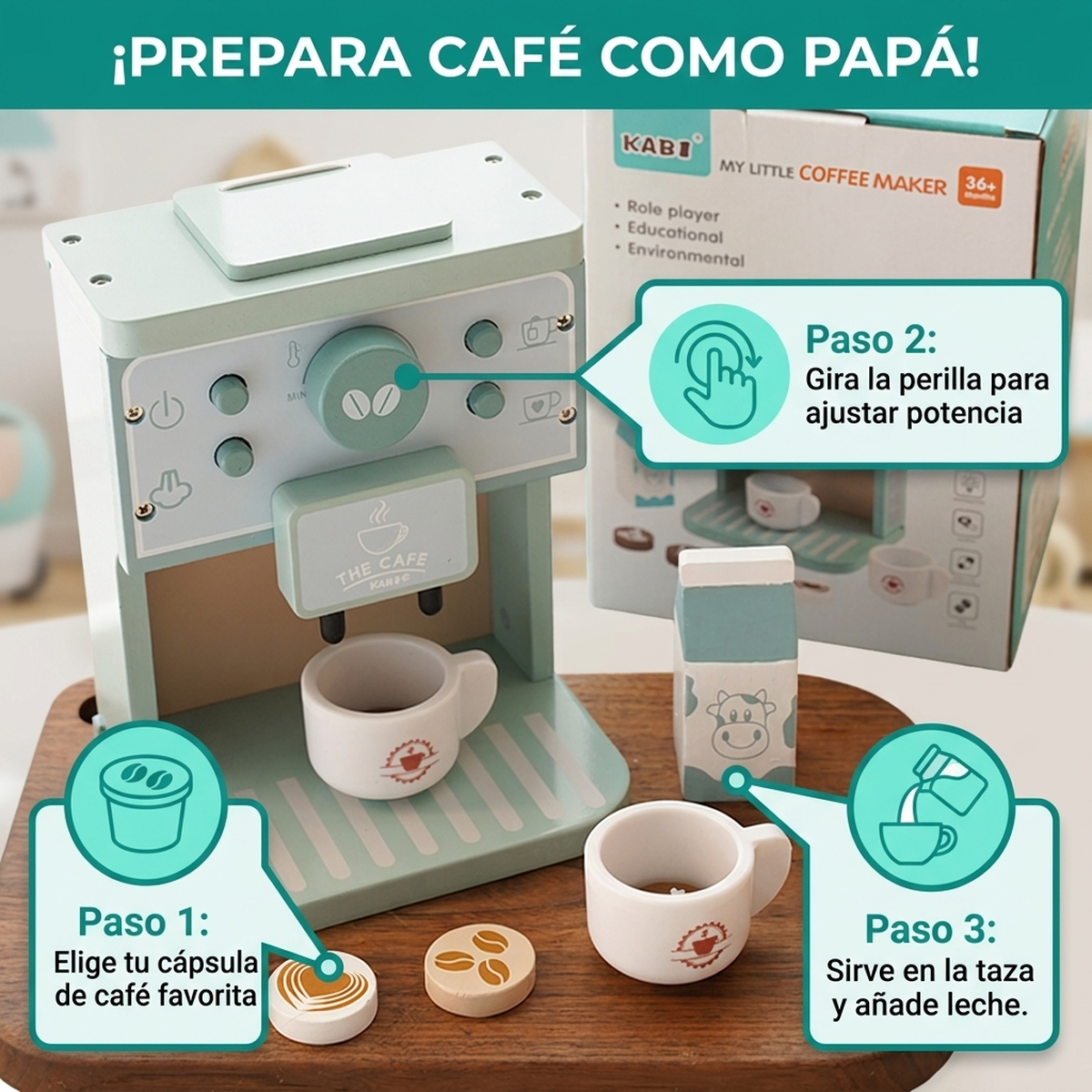 Juguete Infantil Madera Cafetera Cocina Juego Didactico Bebe-5