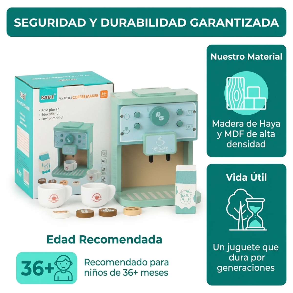 Juguete Infantil Madera Cafetera Cocina Juego Didactico Bebe-6