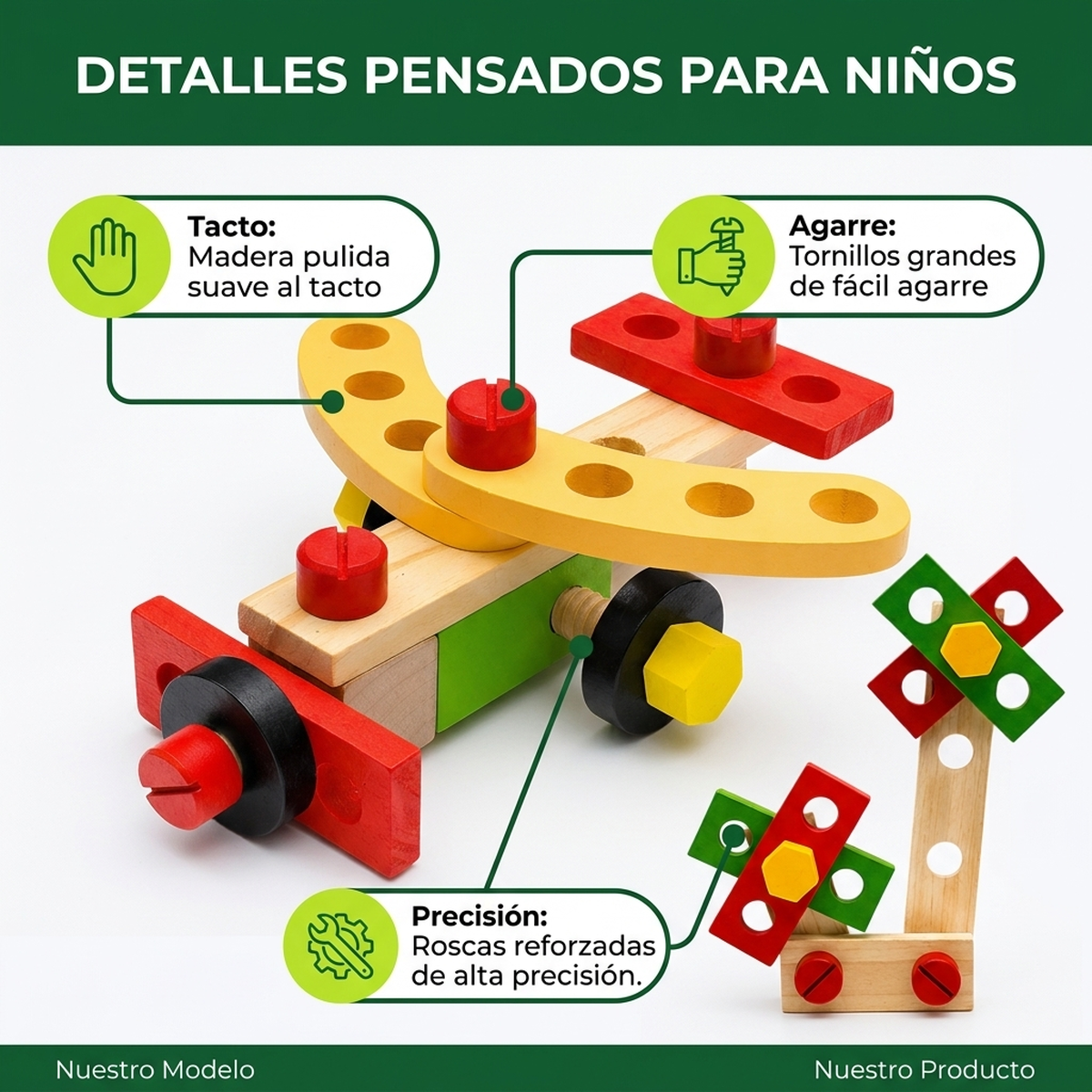 Juguete Madera Montessori Set De Herramientas Para Niños-3