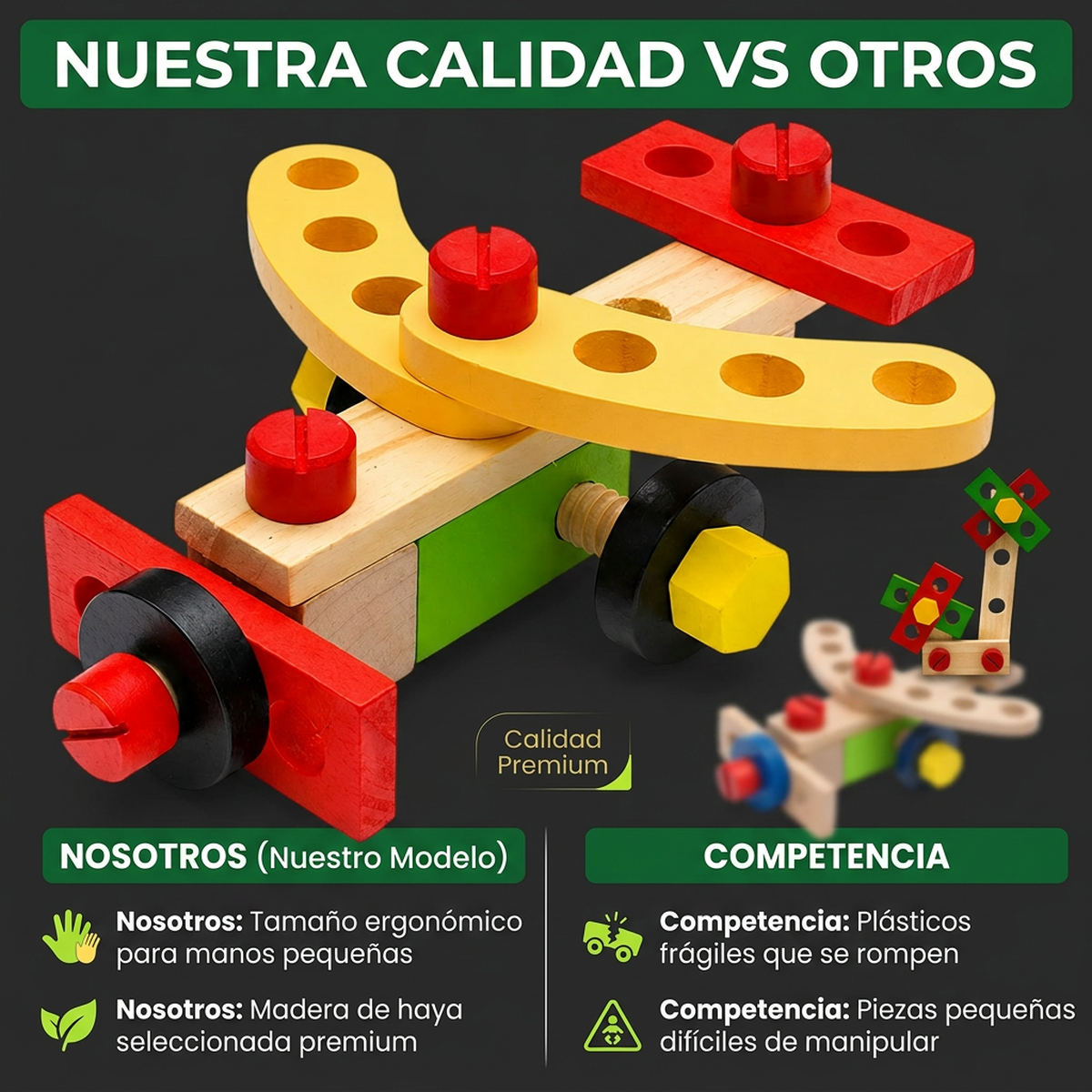 Juguete Madera Montessori Set De Herramientas Para Niños-4