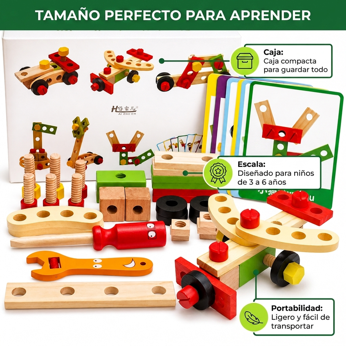Juguete Madera Montessori Set De Herramientas Para Niños-5