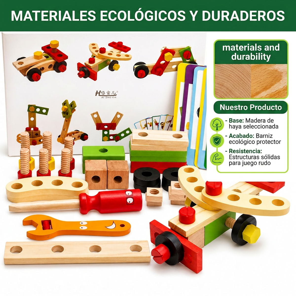 Juguete Madera Montessori Set De Herramientas Para Niños-8