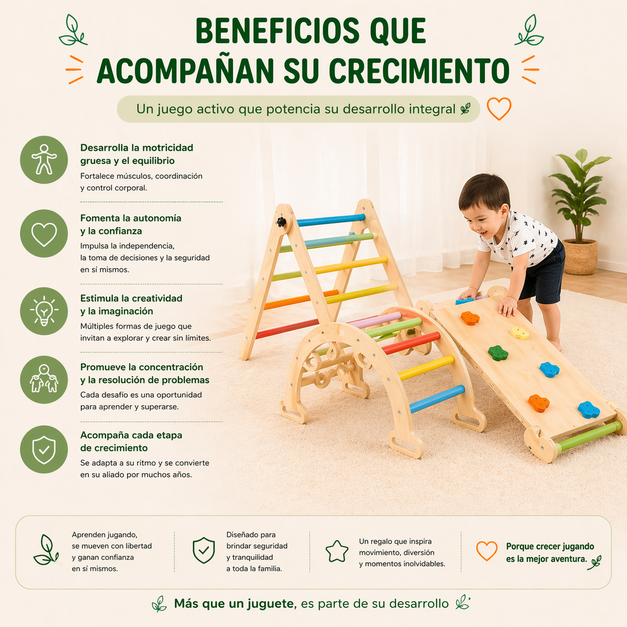 Set Escalada 3 en 1 Madera Juego Didactico Rampa Montessori Vkids - Rampa 3 en 1-2