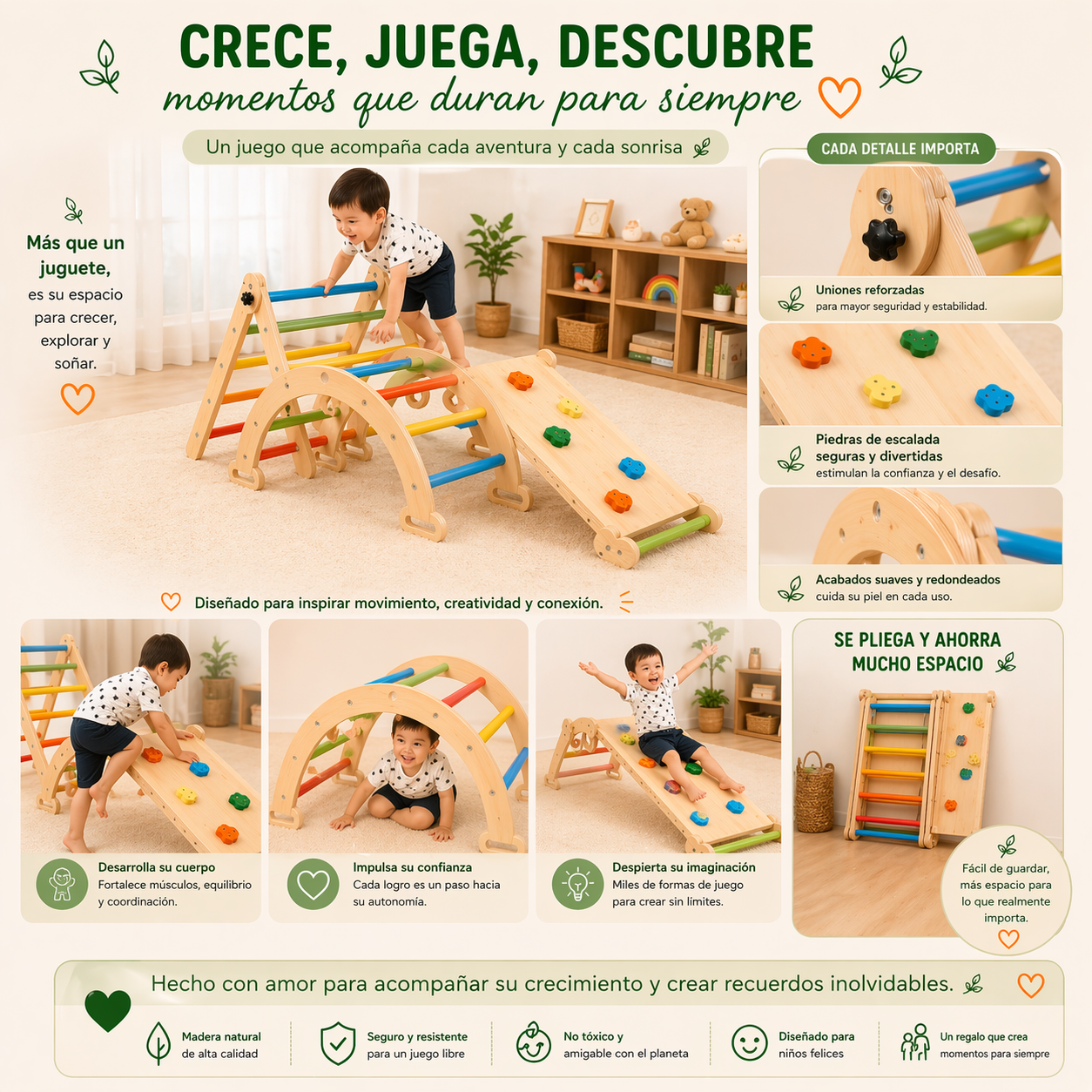 Set Escalada 3 en 1 Madera Juego Didactico Rampa Montessori Vkids - Rampa 3 en 1-3