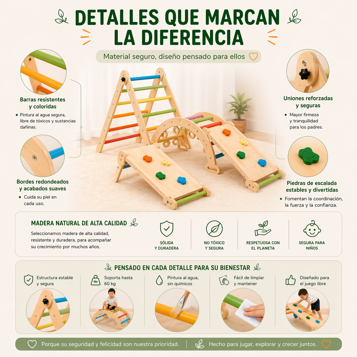Set Escalada 3 en 1 Madera Juego Didactico Rampa Montessori Vkids - Rampa 3 en 1-6