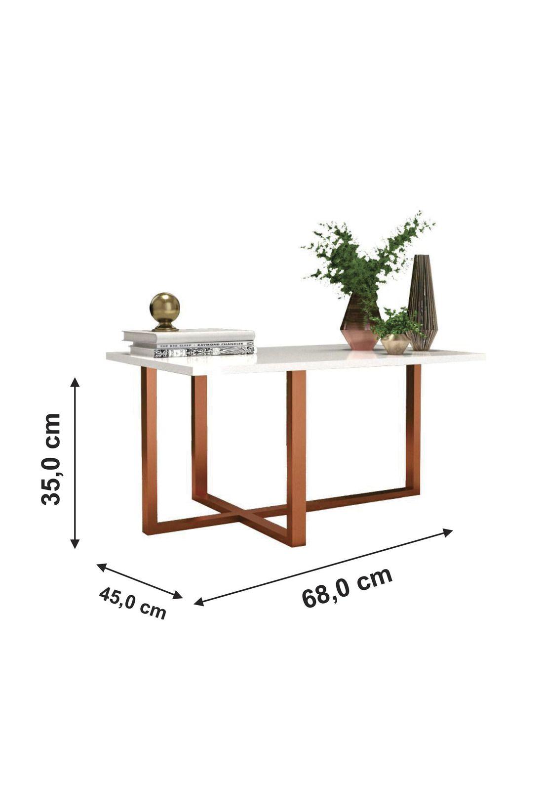 Mesa Centro Atlanta Metal Blanco y Cobre-3