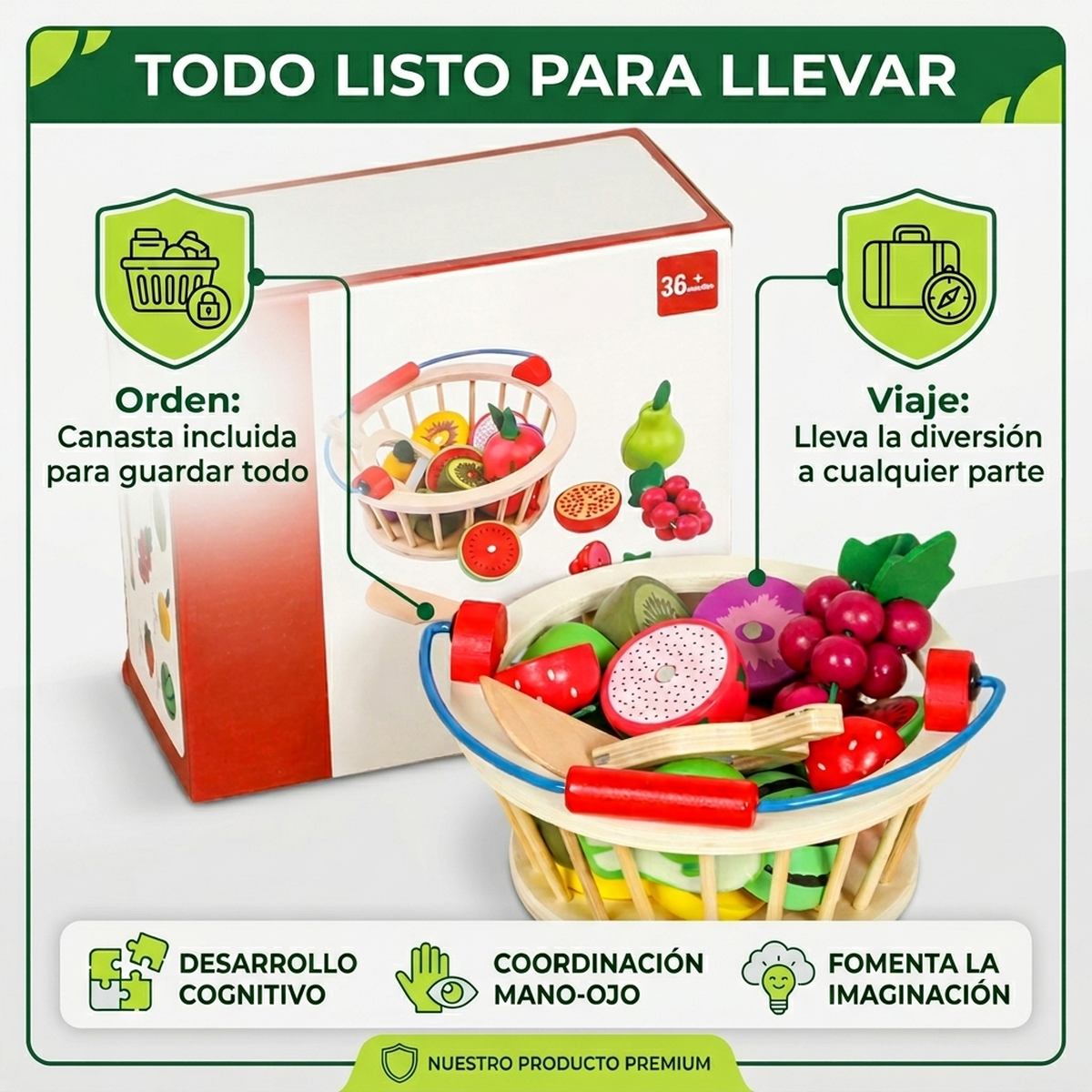 Juguete Didactico Niños Madera Set Canasta Frutas Cocina Vkids-7