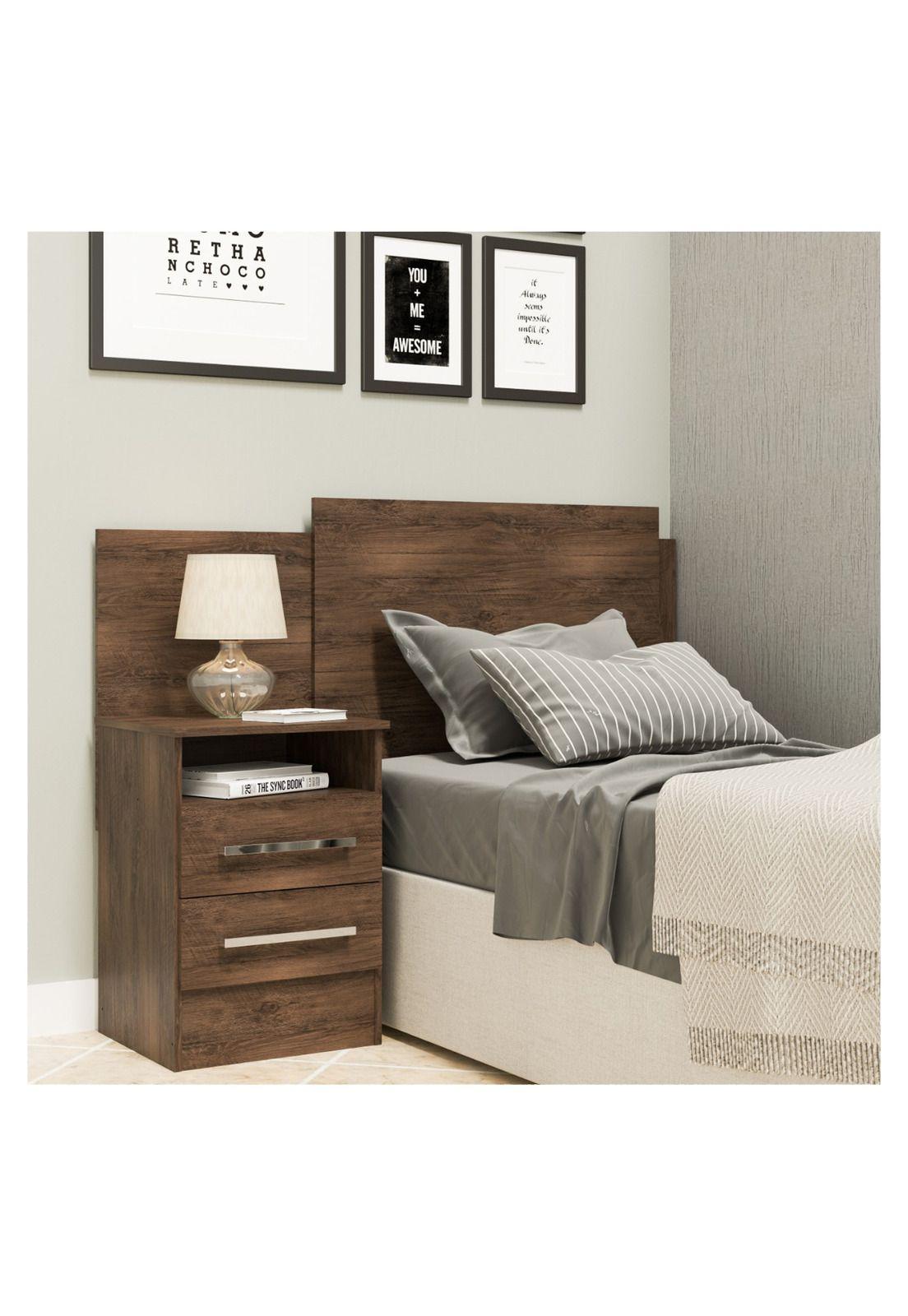 Respaldo de Cama 1 Plaza con Velador  Café-1