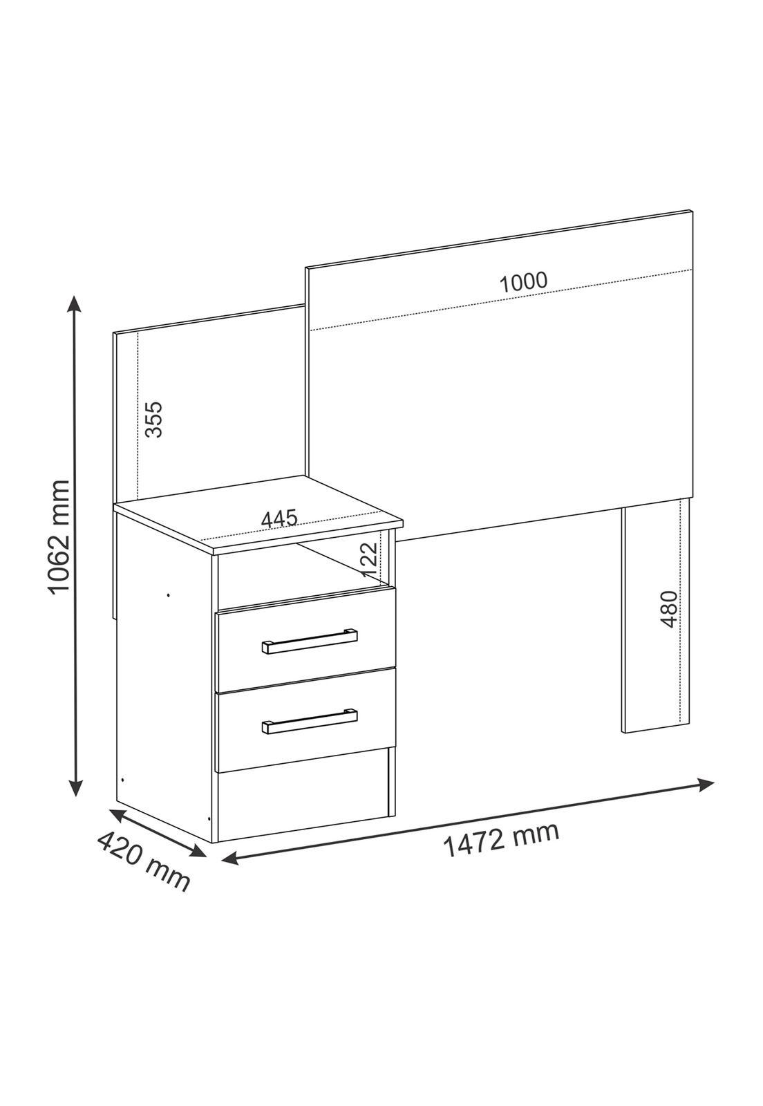 Respaldo de Cama 1 Plaza con Velador  Café-2