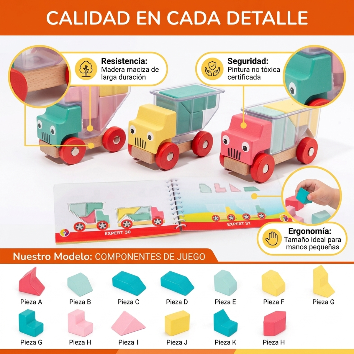 Juguete Niños Bloques Apilables Madera Set Puzzle Armable Vkids-3