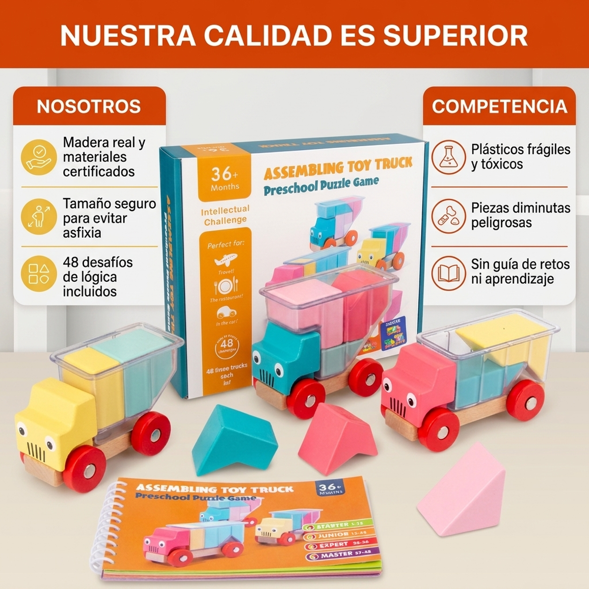 Juguete Niños Bloques Apilables Madera Set Puzzle Armable Vkids-4