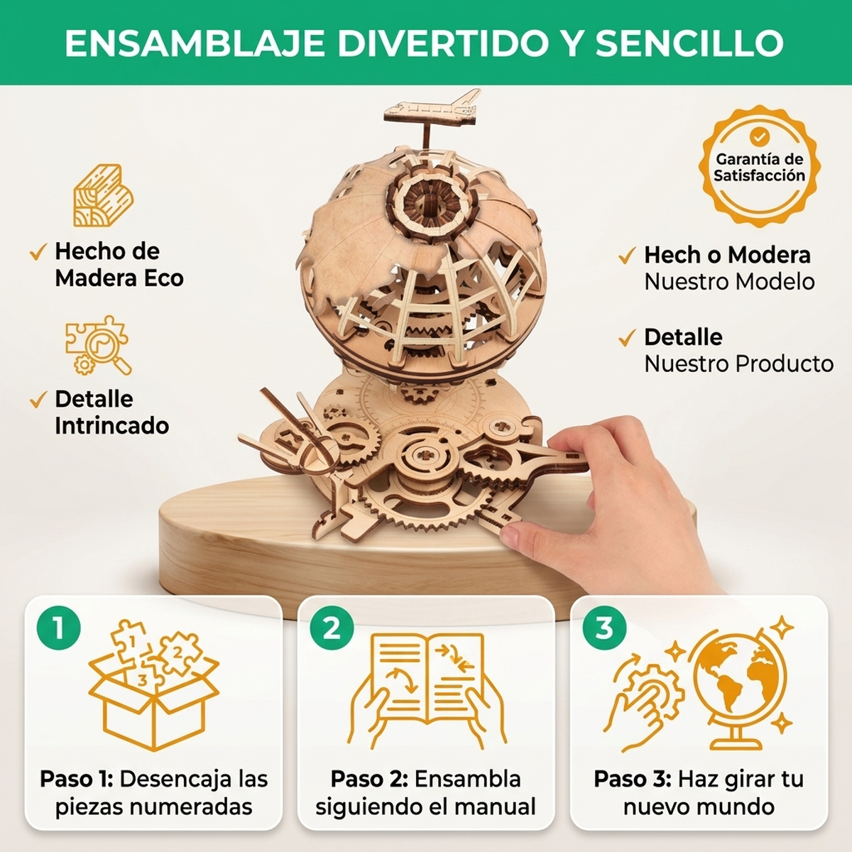 Rompecabezas Niños Puzzle Madera Mundo Armable Engranaje Vkids - Mundo Puzzle-3