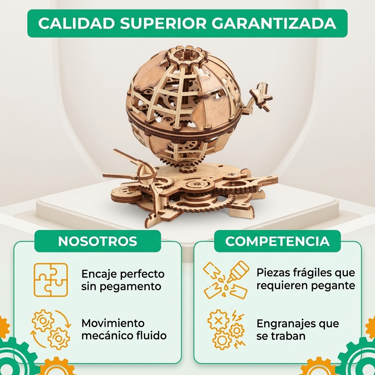 Rompecabezas Niños Puzzle Madera Mundo Armable Engranaje Vkids - Mundo Puzzle-5