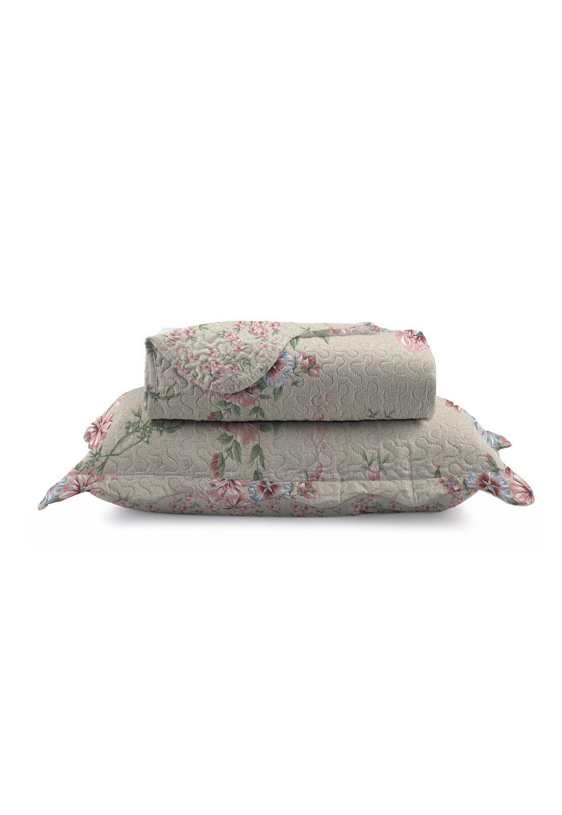 Quilt Cubrecama Reversible Patchwork 2 Plazas Queen Beige-0
