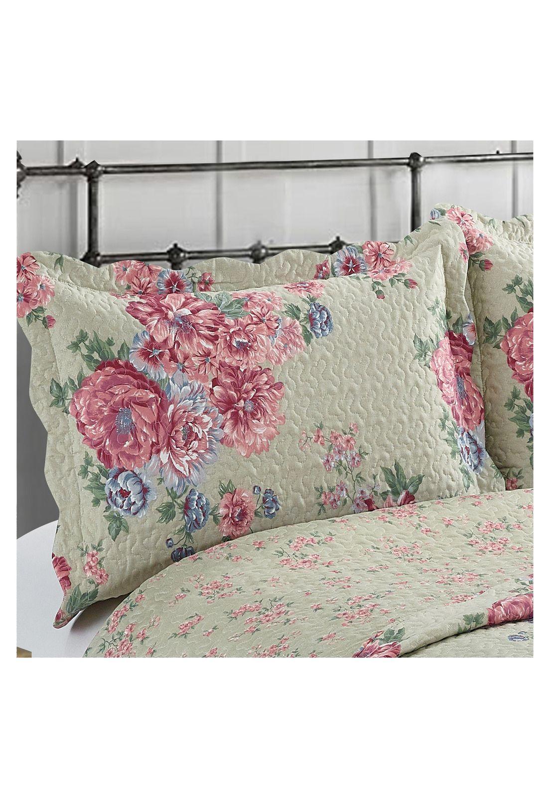 Quilt Cubrecama Reversible Patchwork 2 Plazas Queen Beige-2