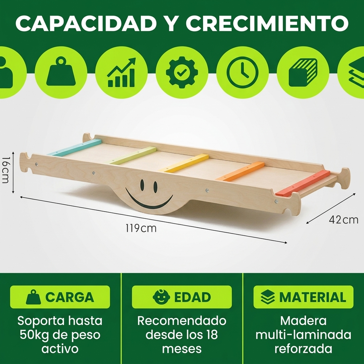 Tabla Equilibrio Madera Niños Infantil Sensorial Montessori Vkids - Tabla-5