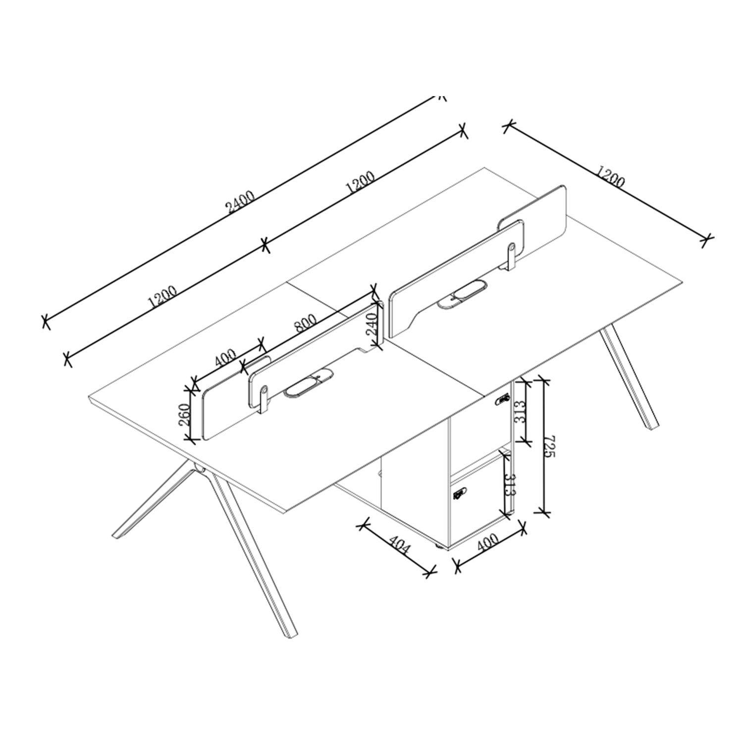Estación de Trabajo 4 Puestos Arko 240x120 cms-2