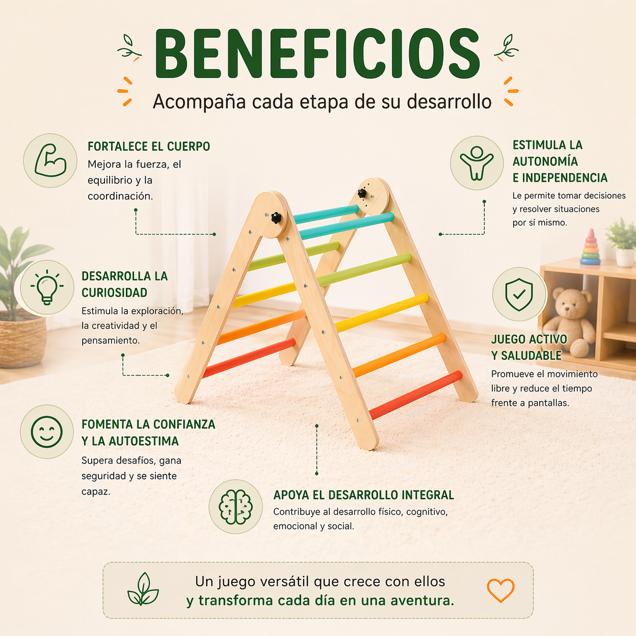 Juego Triangulo Escalada Montessori Madera Motricidad Niños Vkids - Escalada-3