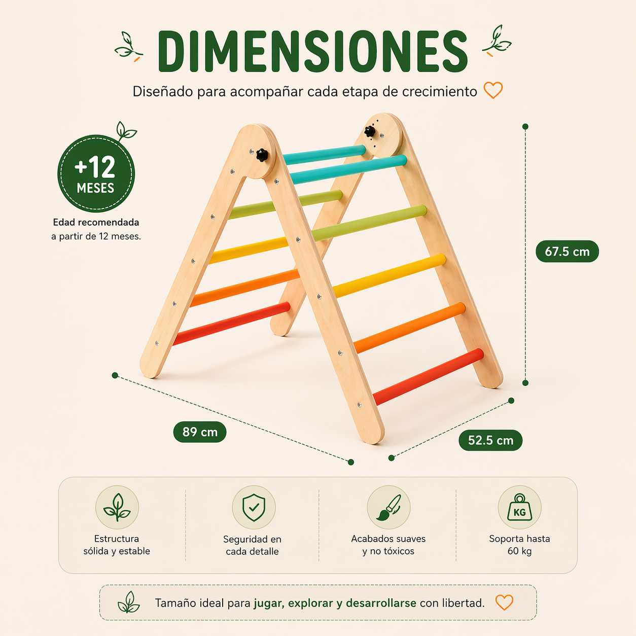 Juego Triangulo Escalada Montessori Madera Motricidad Niños Vkids - Escalada-4