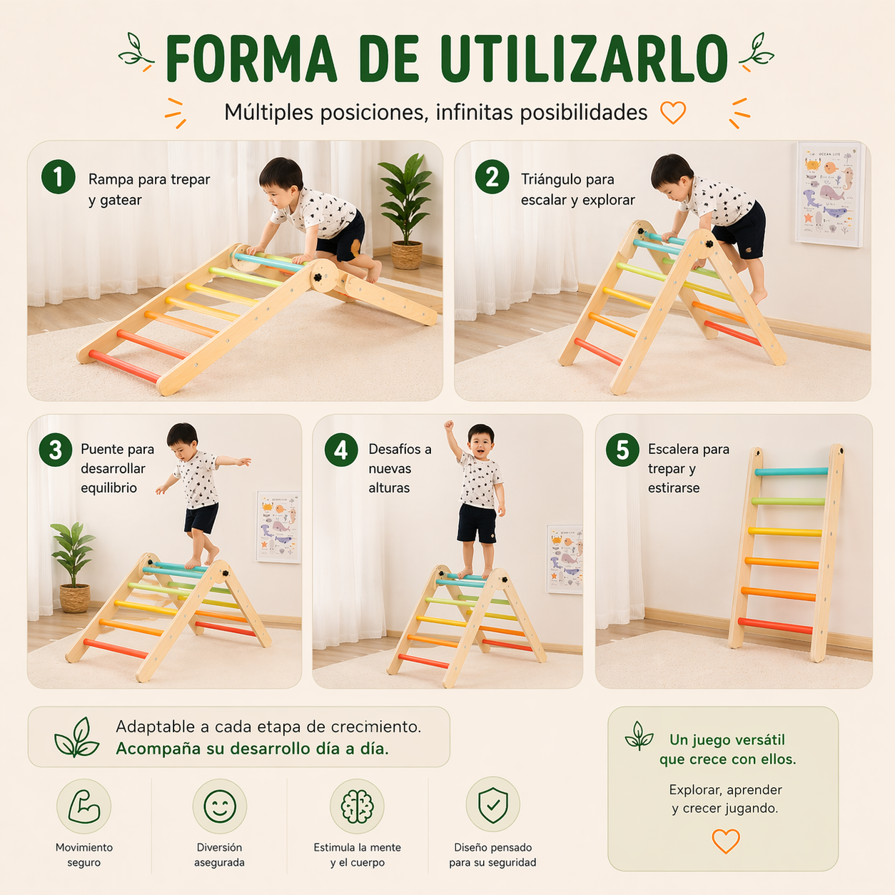 Juego Triangulo Escalada Montessori Madera Motricidad Niños Vkids - Escalada-5