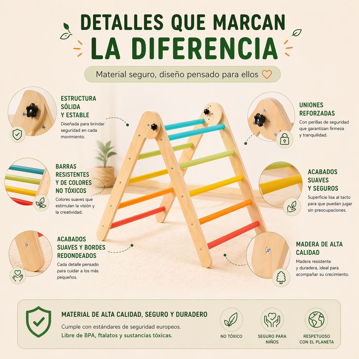 Juego Triangulo Escalada Montessori Madera Motricidad Niños Vkids - Escalada-6