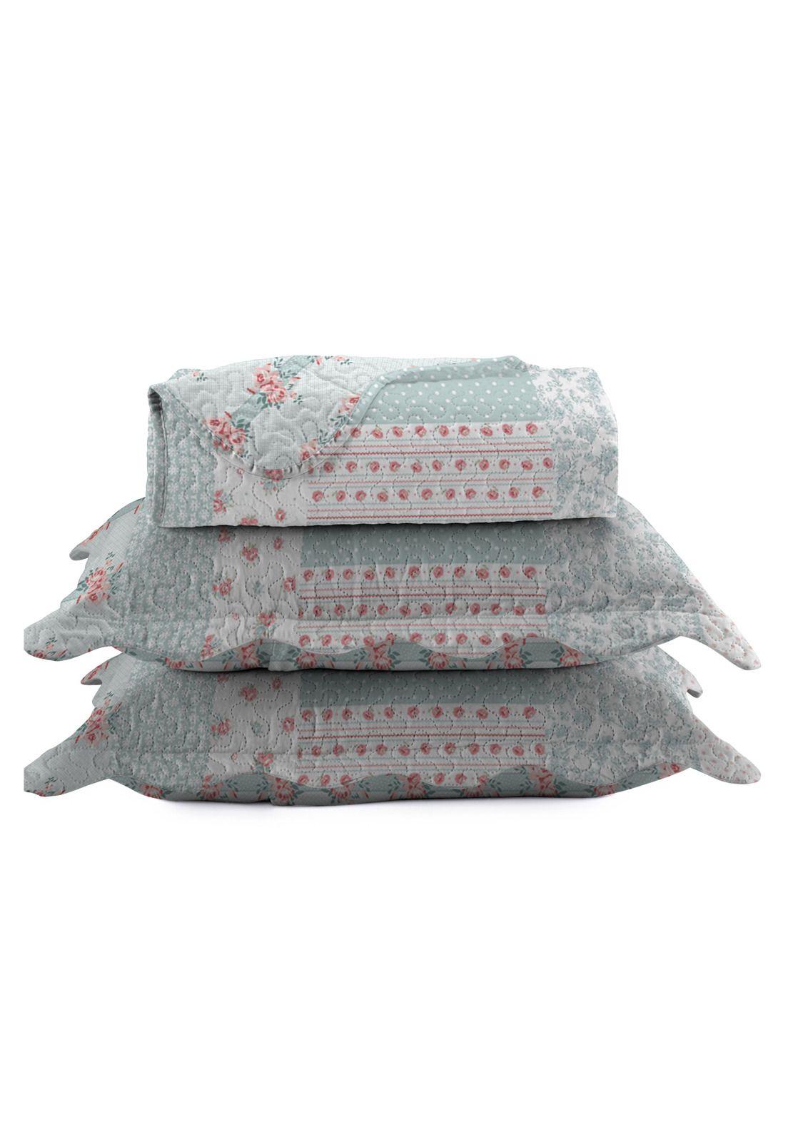 Quilt Cubrecama Reversible Bali 1,5 Plaza Verde Agua-0