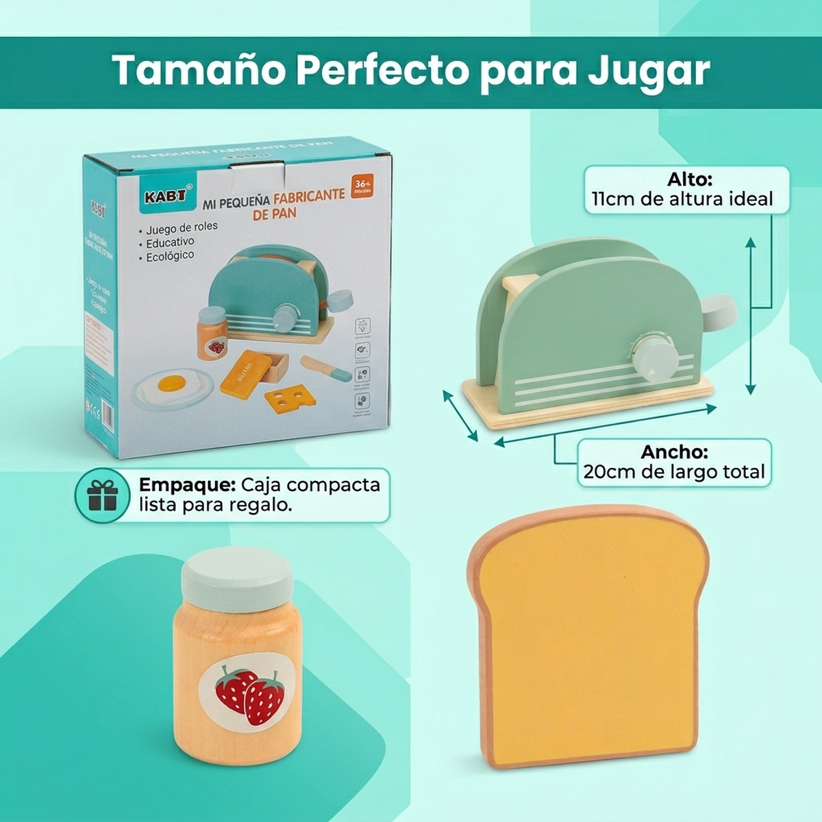 Juguete Infantil Madera Juego Bebe Set Tostadora Pan Cocina-5