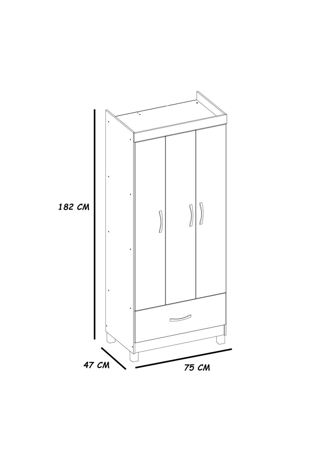 Closet 3 Puertas Prince Café Oscuro-3