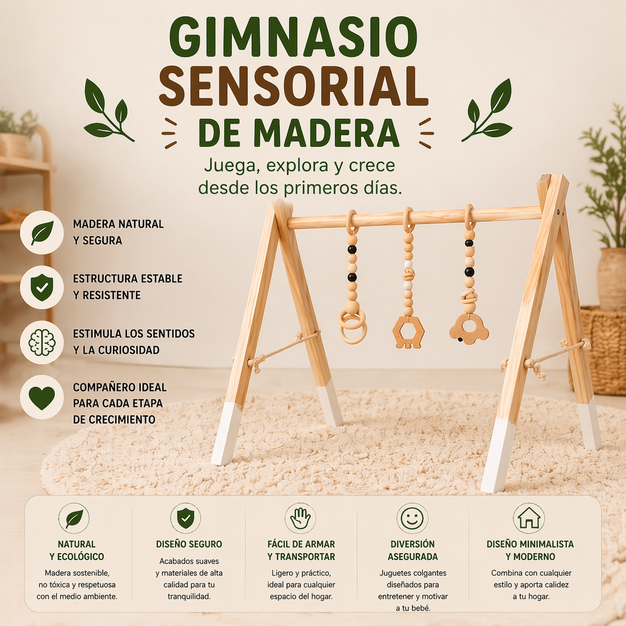 Centro Actividades Bebes Juguete Sensorial Gimnasio Madera-2