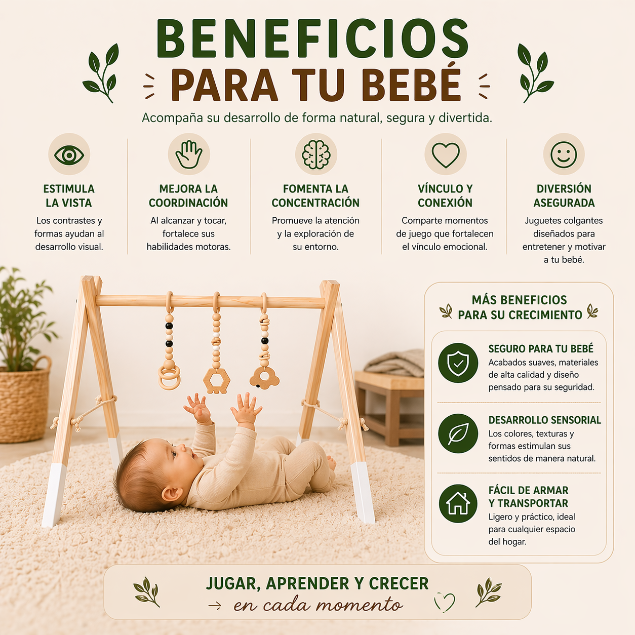 Centro Actividades Bebes Juguete Sensorial Gimnasio Madera-3