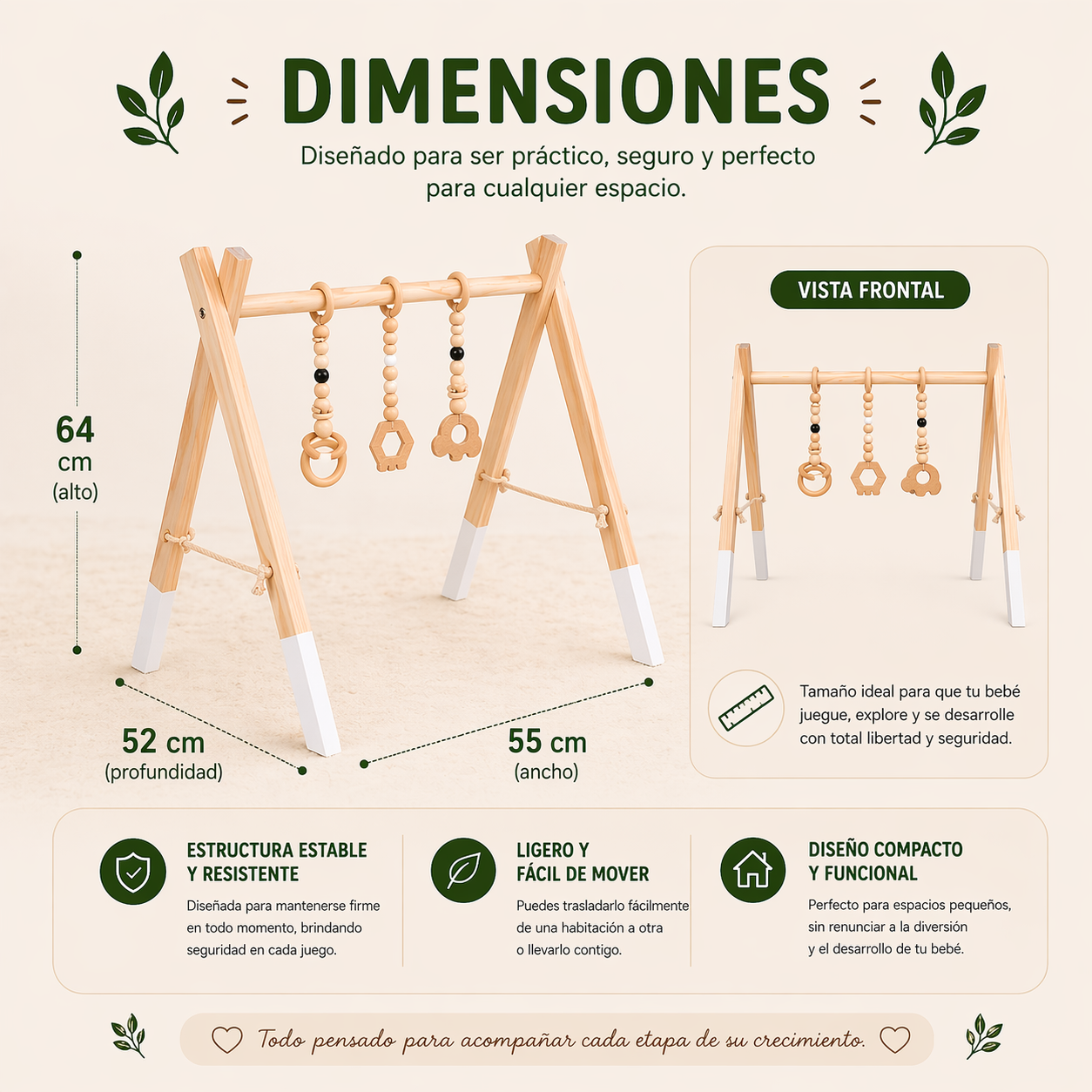 Centro Actividades Bebes Juguete Sensorial Gimnasio Madera-4