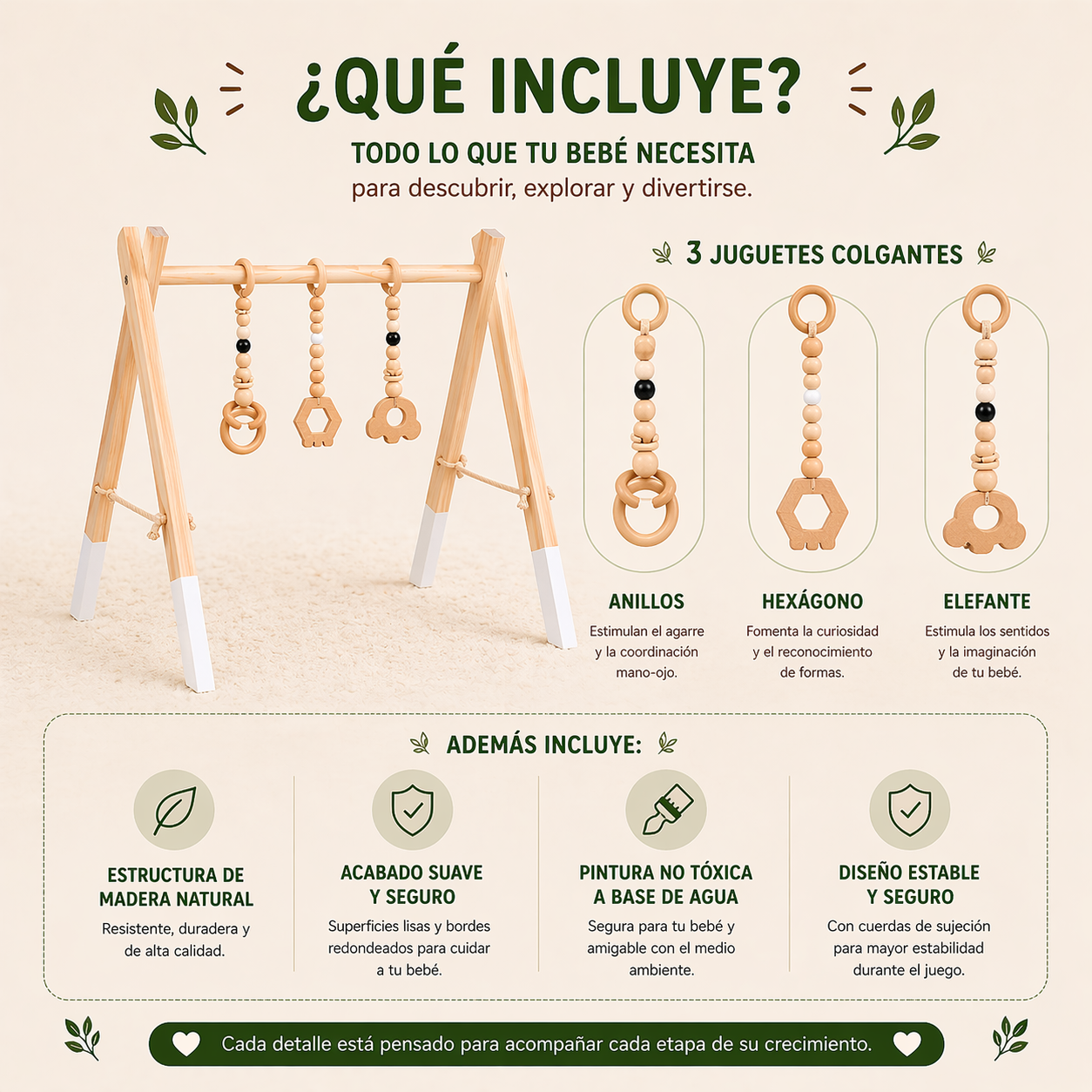 Centro Actividades Bebes Juguete Sensorial Gimnasio Madera-5