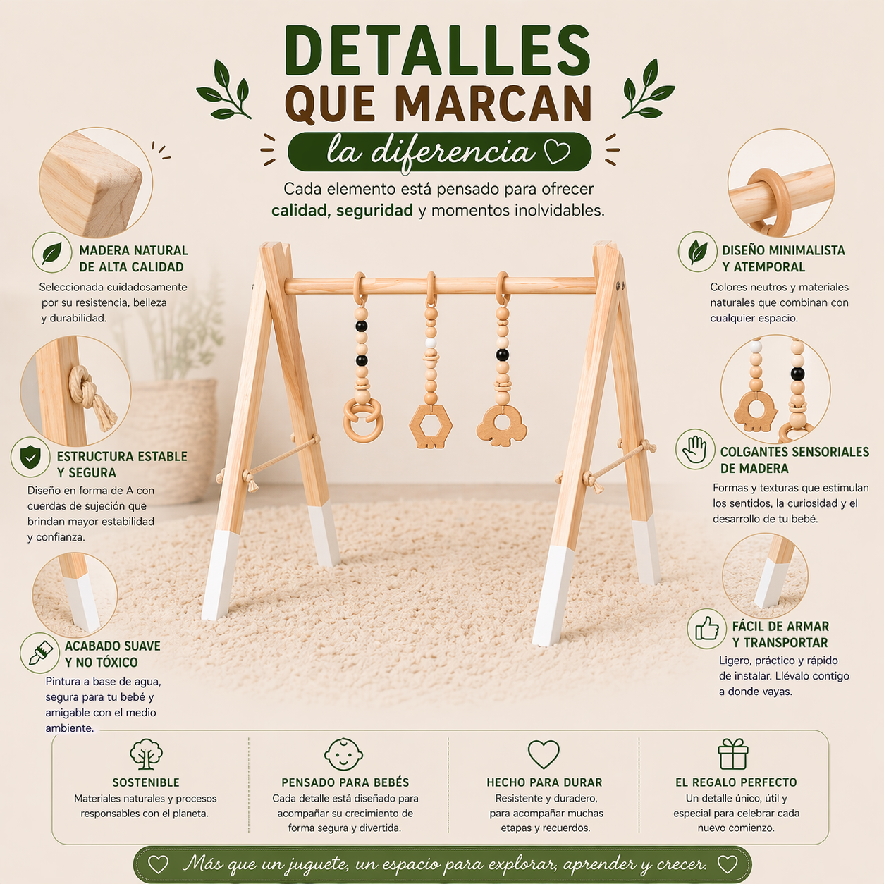 Centro Actividades Bebes Juguete Sensorial Gimnasio Madera-6