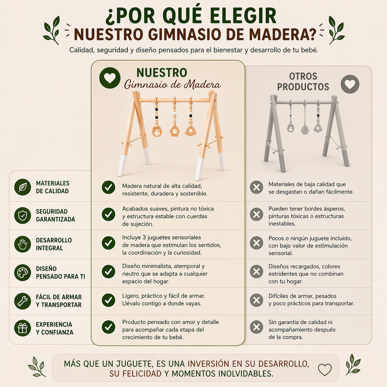 Centro Actividades Bebes Juguete Sensorial Gimnasio Madera-7