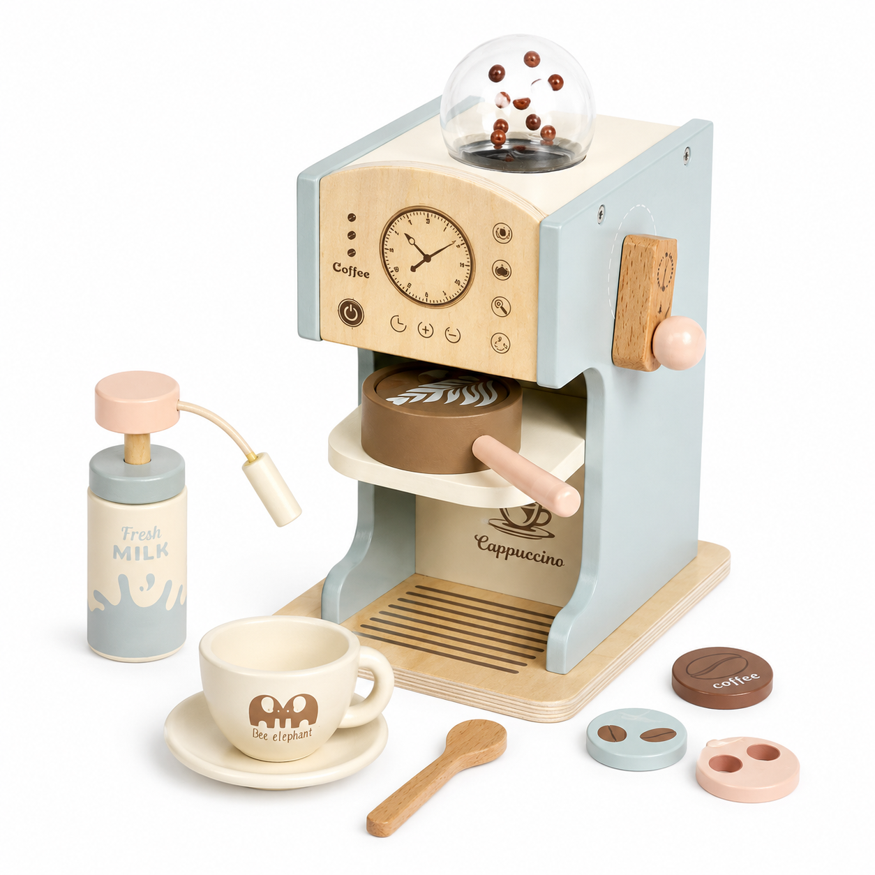 Juego Didactico Juguete Madera Set Cafetera Cocina Infantil-0