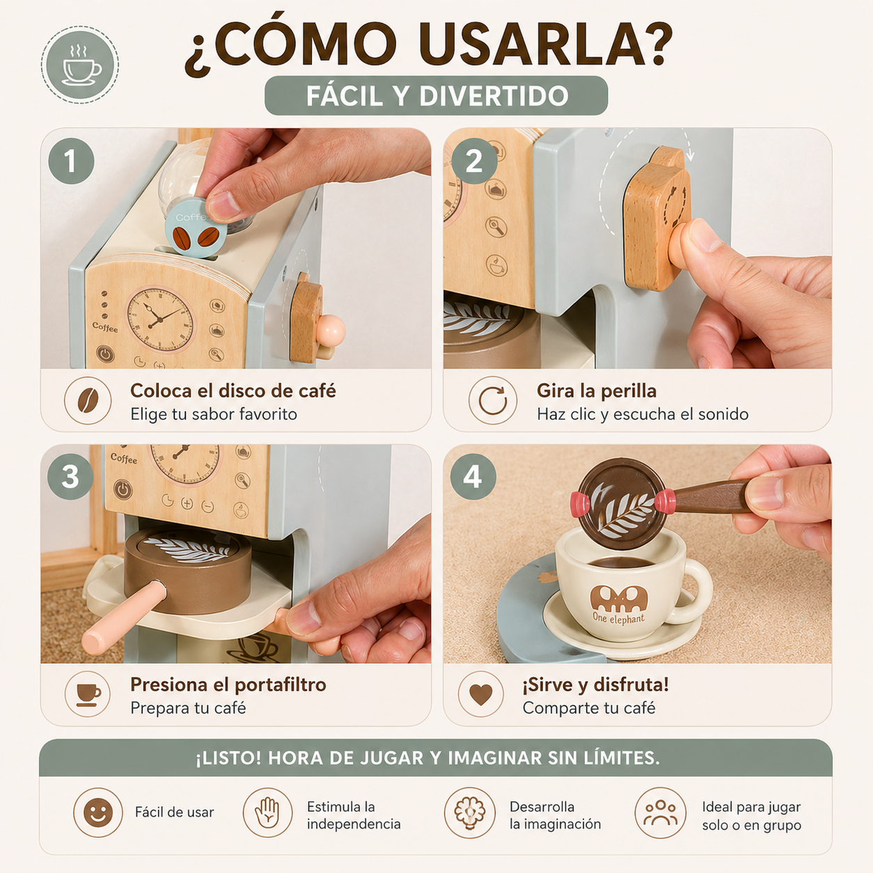 Juego Didactico Juguete Madera Set Cafetera Cocina Infantil-6