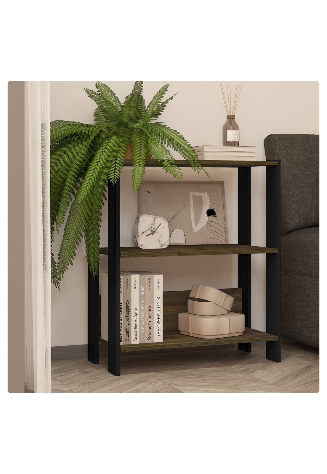 Estante Mini Alfa Negro con Café-1