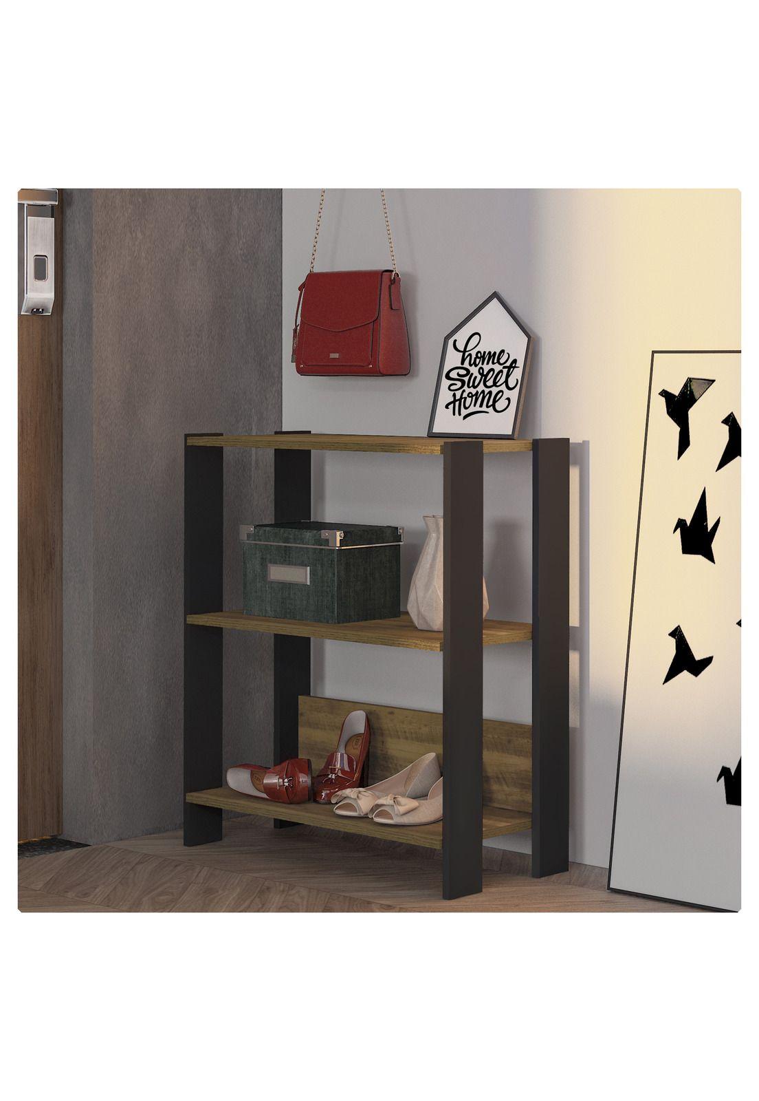 Estante Mini Alfa Negro con Café-4