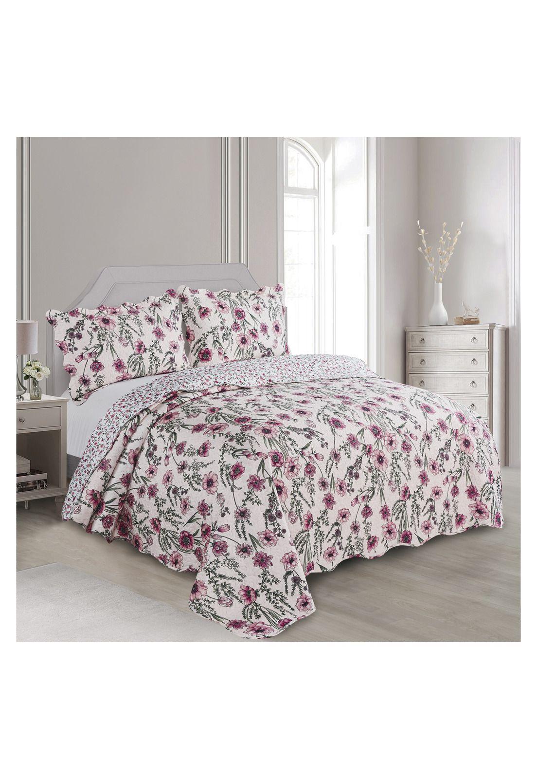 Quilt Cubrecama Reversible Bali 1,5 Plaza Rosado-1