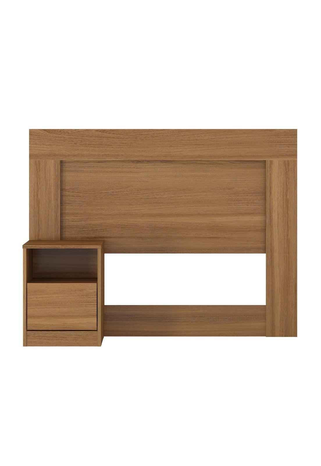 Respaldo de Cama 1 Plaza con Velador Café Claro-0