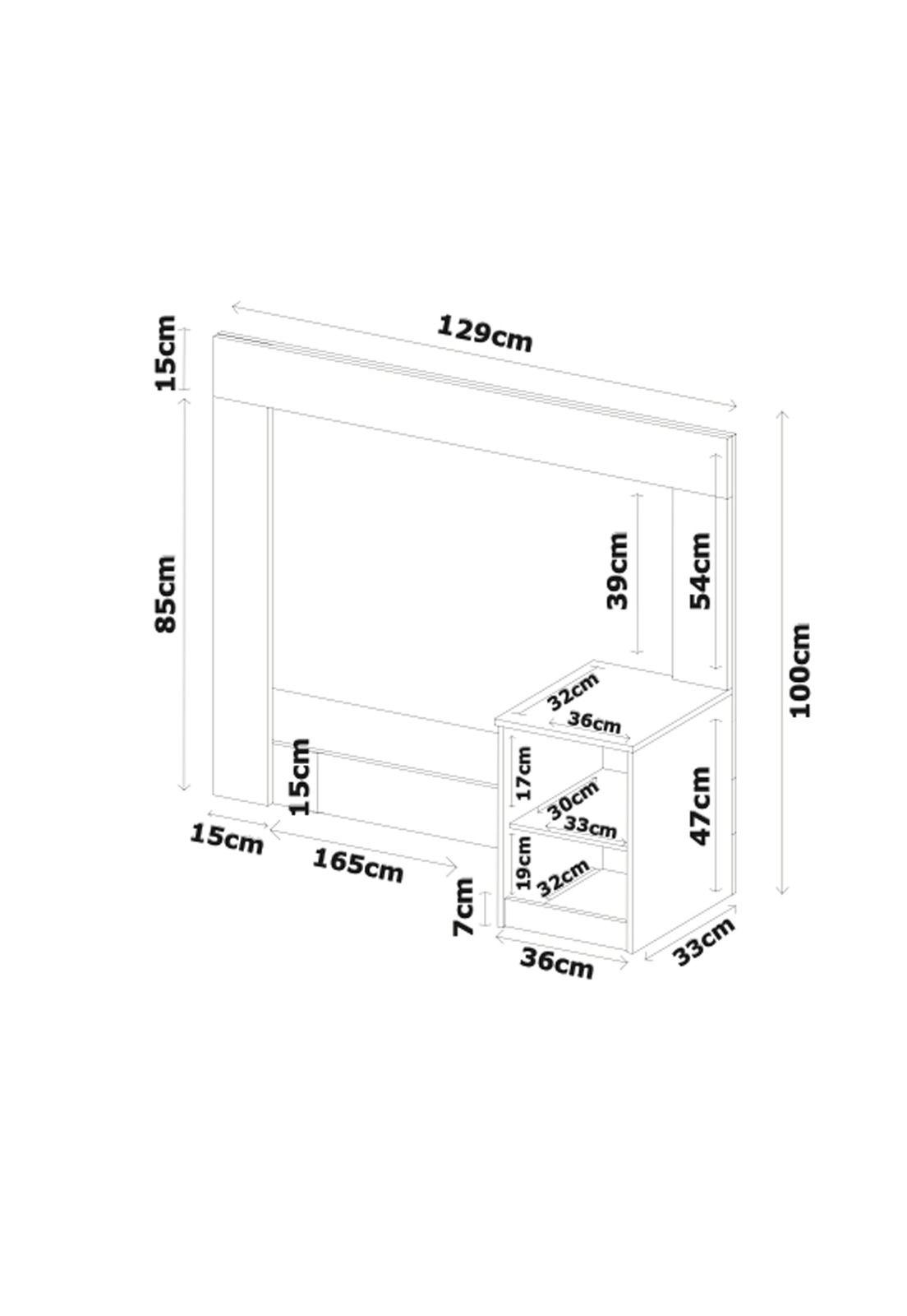 Respaldo de Cama 1 Plaza con Velador Café Claro-2