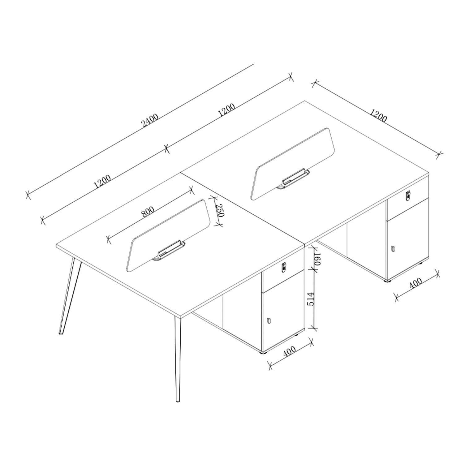 Estación de Trabajo 4 Puestos Skandi 240x120 cms-2