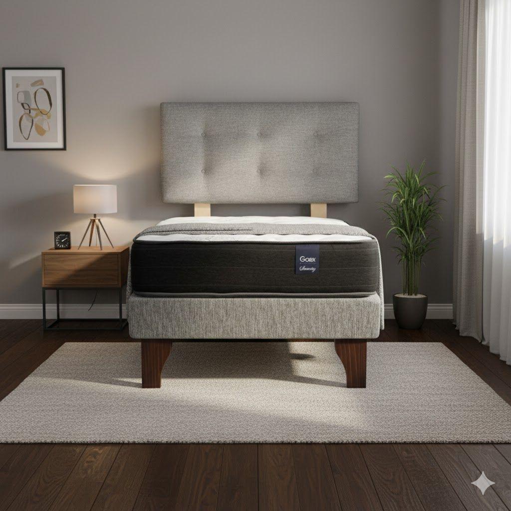 Cama Europea 1 Plaza 200 Respaldo Berna-0